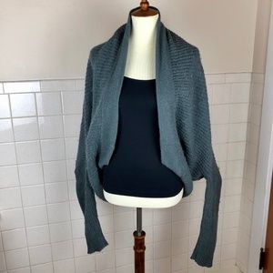 Slouchy Wool Alpaca Blend Open Front Cardigan Gray XL